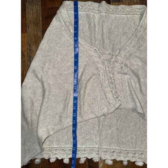 Lilly Pulitzer 100% Cotton Gray Sweater Shawl Poncho One Size - Picture 12 of 13